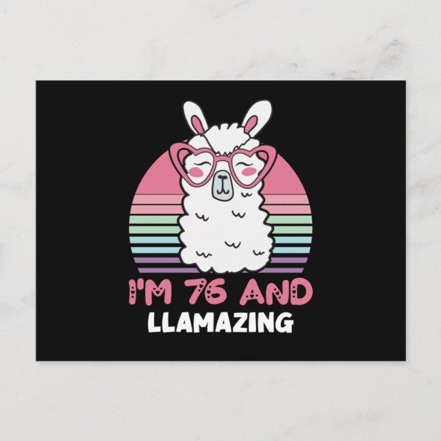 Postal Cumpleaños número 76 Llamazing Llama Cumpleaños 76 (Anverso)
