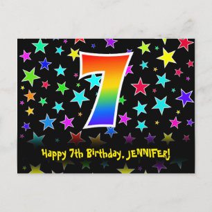 Postal Cumpleaños número 7: Patrón de estrellas divertida