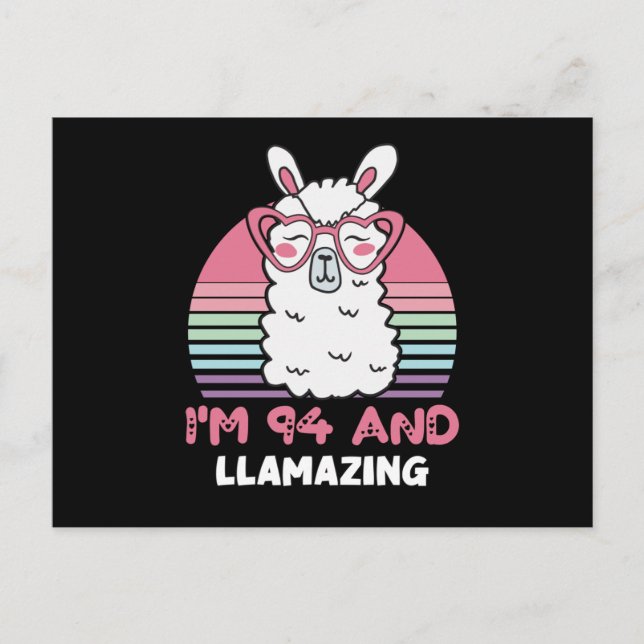Postal Cumpleaños número 94 Llamazing Llama Cumpleaños de (Anverso)