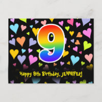 Cumpleaños número 9: Patrón de Corazones Divertido