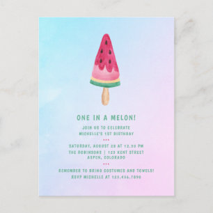 Postal Cumpleaños número uno con helado de sandía