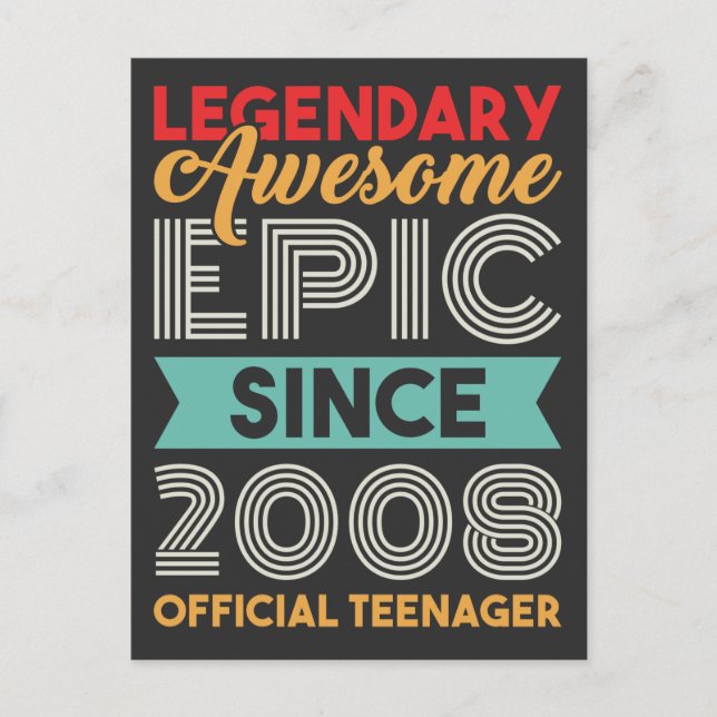 Postal Cumpleaños oficial de adolescente 13 años (Anverso)
