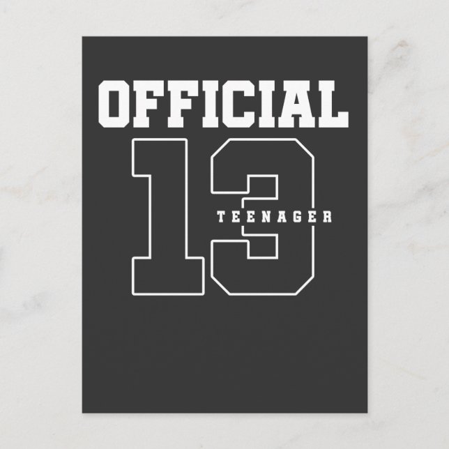 Postal Cumpleaños oficial de adolescente de 13 años (Anverso)