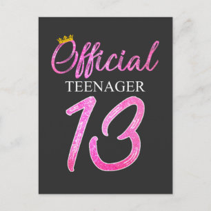 Postal Cumpleaños oficial de niña princesa adolescente 13