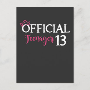 Postal Cumpleaños oficial de niña princesa adolescente 13