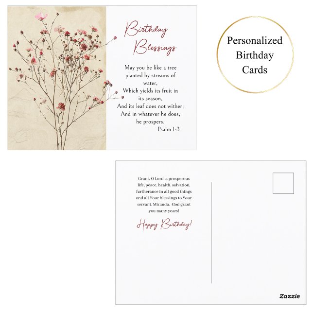 Postal Cumpleaños Ortodoxo de Flores Silvestres Delicadas (Subido por el creador)