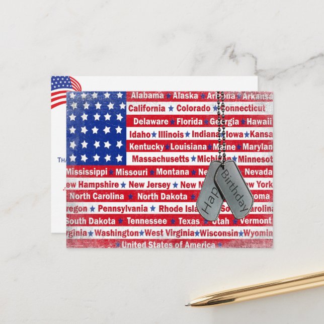 Postal Cumpleaños para un soldado militar (Anverso/Reverso In Situ)