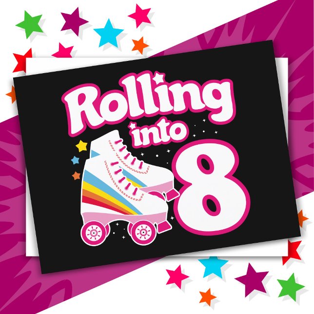 Postal Cumpleaños Patinaje Sobre Ruedas 8 Años Cumpleaños (Subido por el creador)