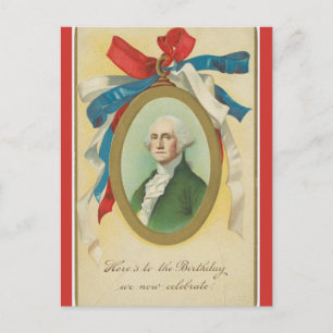 Postal Cumpleaños Patriótico Vintage de George Washington