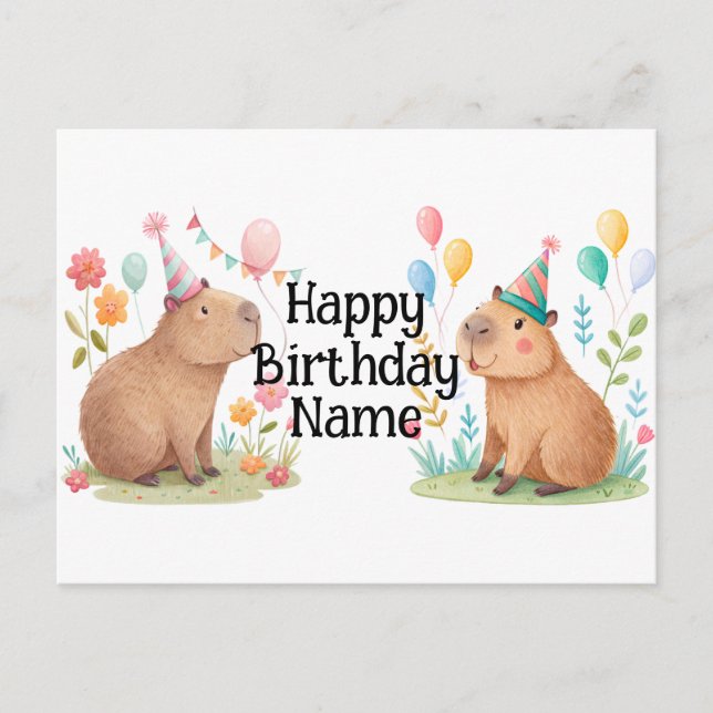Postal Cumpleaños personalizado de carpincho (Anverso)