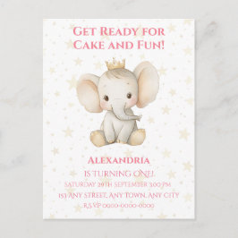 Postal Cumpleaños personalizado de la princesa elefante d