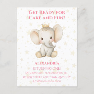 Postal Cumpleaños personalizado de la princesa elefante p
