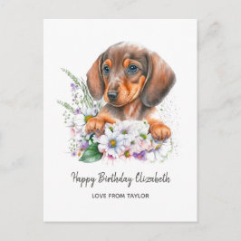 Postal Cumpleaños personalizado de mamá de perro Dachshun