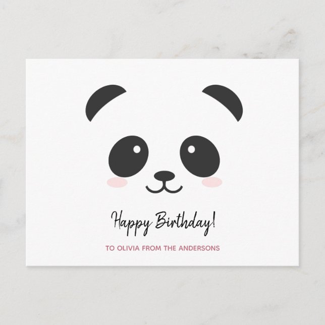 Postal Cumpleaños personalizado de panda blanco y negro l (Anverso)
