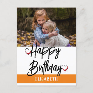 Postal Cumpleaños personalizado simple con foto familiar