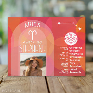 Postal Cumpleaños Personalizado Zodíaco Aries - Diseño Mo