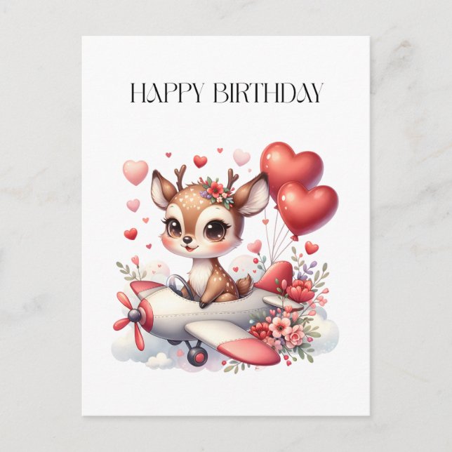 Postal Cumpleaños piloto ciervo (Anverso)