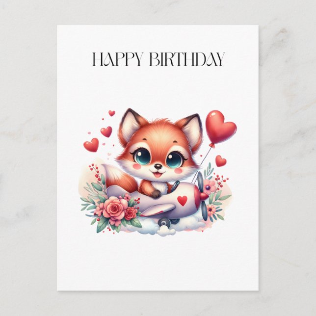 Postal Cumpleaños piloto zorro (Anverso)
