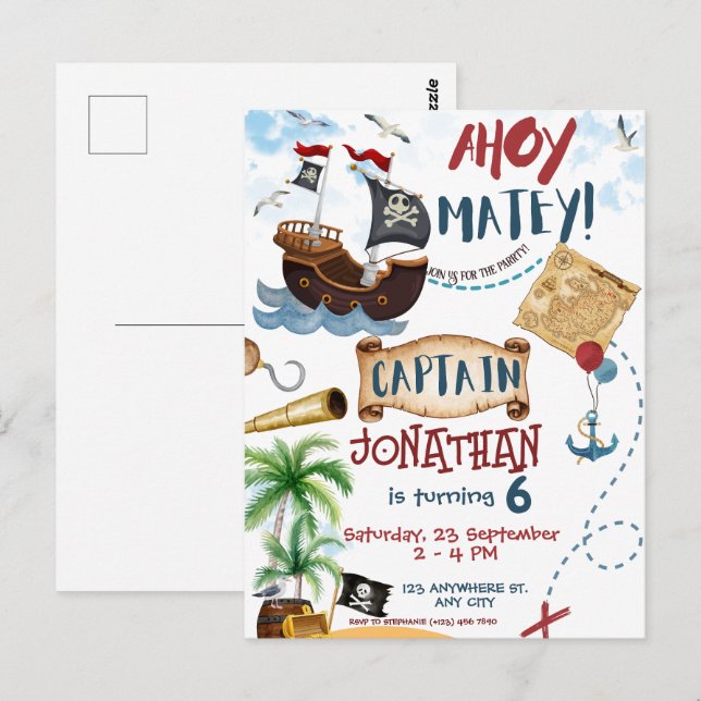 Postal Cumpleaños Pirata (Anverso / Reverso)
