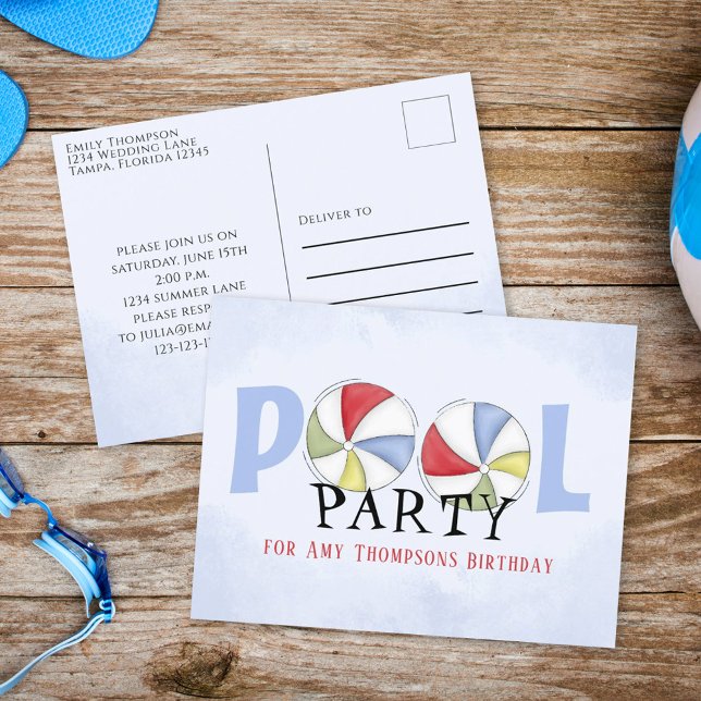 Postal Cumpleaños Piscina de verano suntuosa Fiesta Bolas (Subido por el creador)