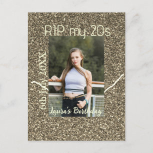 Postal Cumpleaños plateado dorado RIP mis 20 agregar nomb
