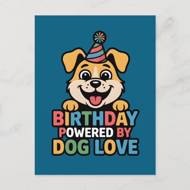 Postal Cumpleaños Potenciado por el Amor de Perro Diseño (Anverso)