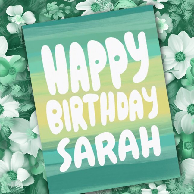 Postal CUMPLEAÑOS Rayas Coloridas Acuarela PERSONALIZADO (CUSTOM birthday card! Add your name or text to this colorful postcard.)