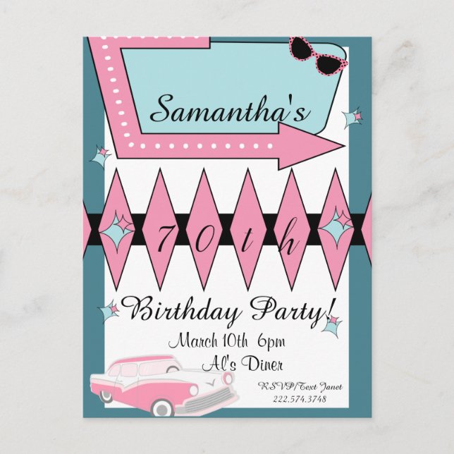 Postal Cumpleaños Retro Cualquier Edad, Años 1950 (Anverso)