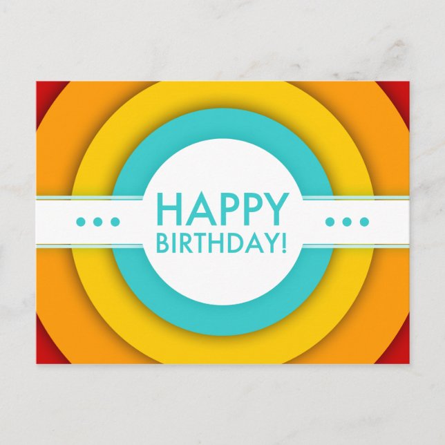 Postal cumpleaños retro feliz (Anverso)