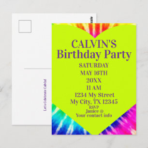 Postal Cumpleaños Retro Hippie Colorido Neon