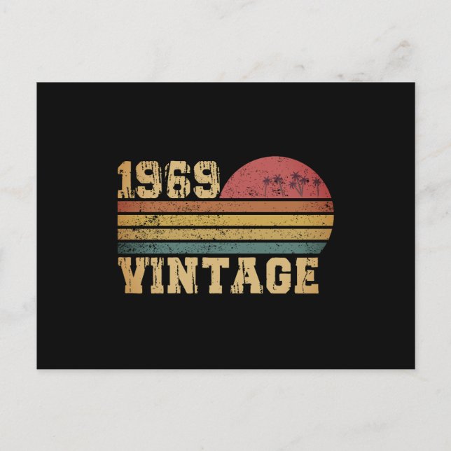Postal Cumpleaños Retro Vintage Atardecer 1969 (Anverso)