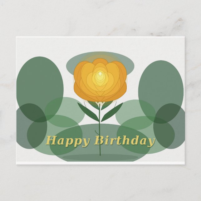 Postal Cumpleaños rosa dorada (Anverso)