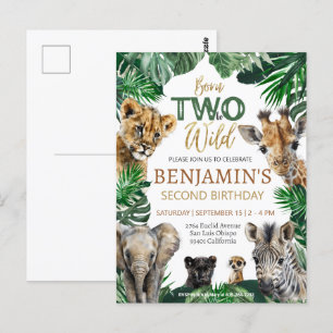 Postal Cumpleaños Salvaje Safari de Niños Dos