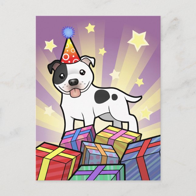 Postal Cumpleaños Staffordshire Bull Terrier (Anverso)