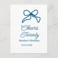 Cumpleaños veinte lazo azul boho nombre fecha ret