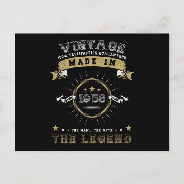 Postal Cumpleaños Vintage 1958 Nacido (Anverso)