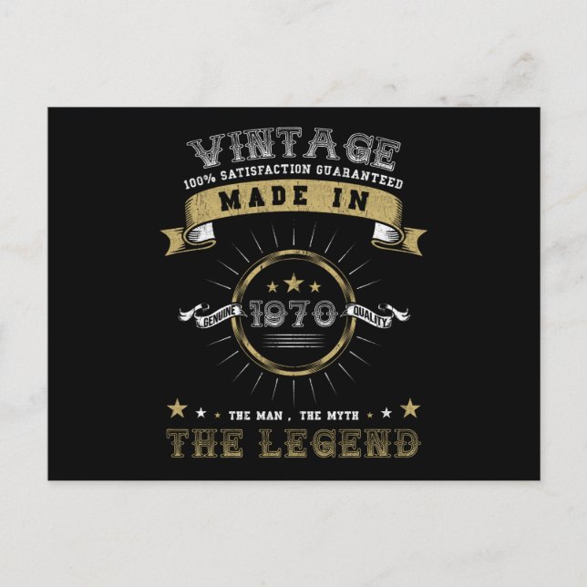 Postal Cumpleaños Vintage Nacido en 1970 (Anverso)