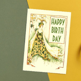 Postal Cumpleaños Vintage Nouveau Meadowsweet Walter Cran