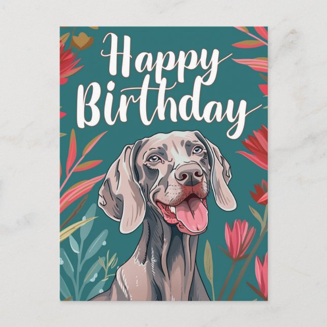 Postal Cumpleaños Weimaraner (Anverso)