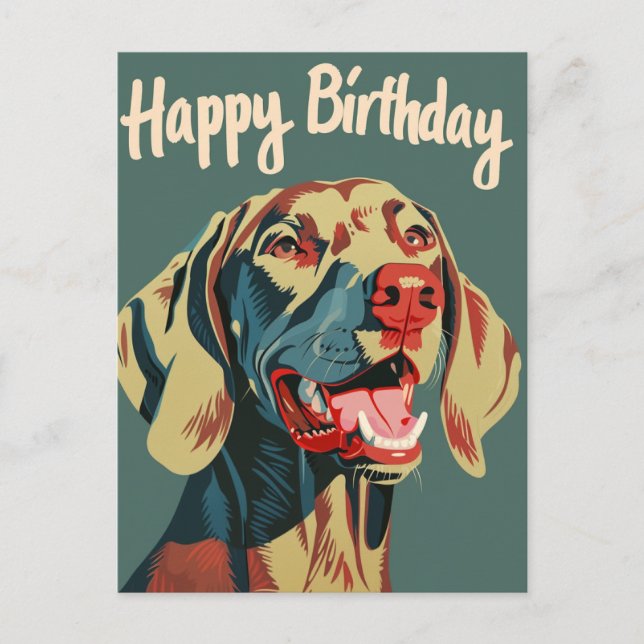 Postal Cumpleaños Weimaraner  (Anverso)
