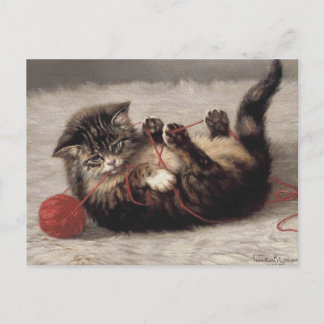 Postal Cuna de gato, bola de yarn de gato