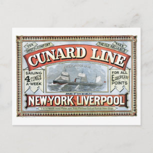 Postal Cunard Line New York Liverpool 1875