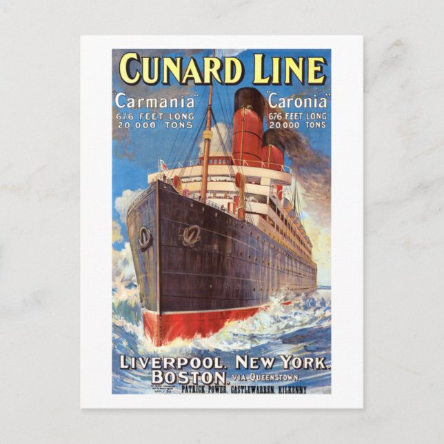 POSTAL CUNARD OCEAN LINER HAMBURG NEW YORK POSTER POSTCAR (Anverso)