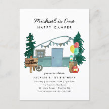 Cunte one Happy Camper Trees Camping Primer Cumple