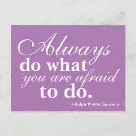 Postal Cuotable - Haz lo que más temes morado y blanco