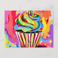 Cupcake Abstracto Colorido con Tonos Vibrantes