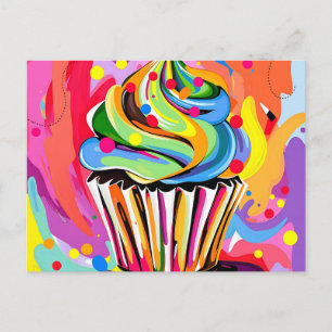 Postal Cupcake Abstracto Colorido con Tonos Vibrantes