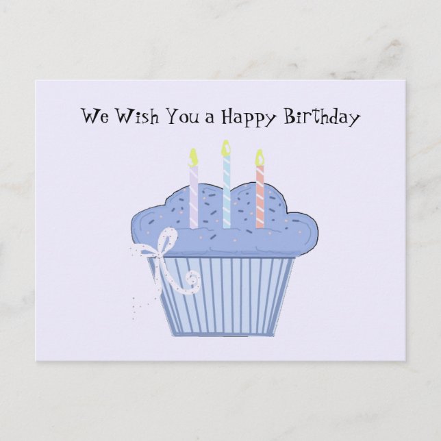 Postal Cupcake azul de cumpleaños (Anverso)