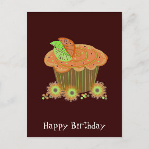 Postal Cupcake de cumpleaños naranja
