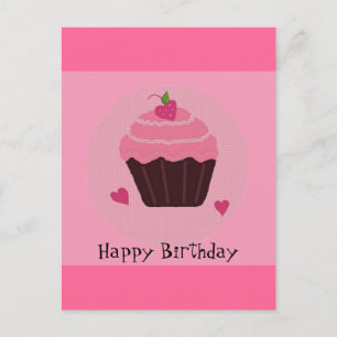 Postal Cupcake de cumpleaños rosa